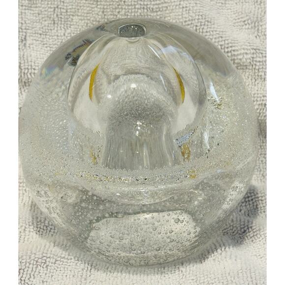 Hand Made In Poland Clear Art Glass Bubble Sphere Oil Lamp 4" Diameter gift idea - Picture 5 of 11